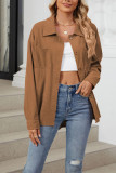 Solid Color Button Up Corduroy Shirt 