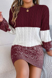 Colorblock Cable Sweater Dress 