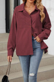 Solid Color Button Up Corduroy Shirt 