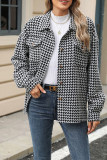 Houndstooth Pockets Woolen Coat 