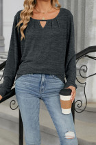 Solid Color Crew Neck Long Sleeves Top