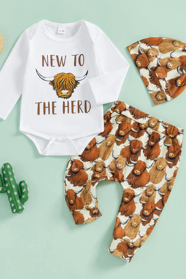 Highland Cow Print Kids 3PCs Set 