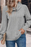 Funnel Neck Knitting Long Sleeves Top 