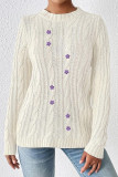Cable Knit Flower Embroidery Sweater 