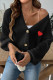 Heart Embroidery Front Open Cardigan 
