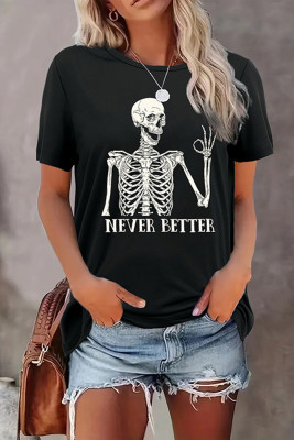 Halloween Skeleton Print Graphic Top