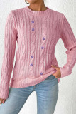 Cable Knit Flower Embroidery Sweater 
