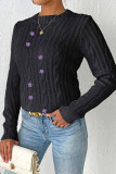 Cable Knit Flower Embroidery Sweater 
