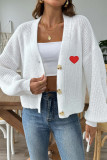 Heart Embroidery Front Open Cardigan 