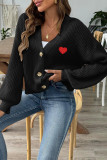 Heart Embroidery Front Open Cardigan 