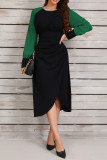 Colorblock Long Sleeves Dress 