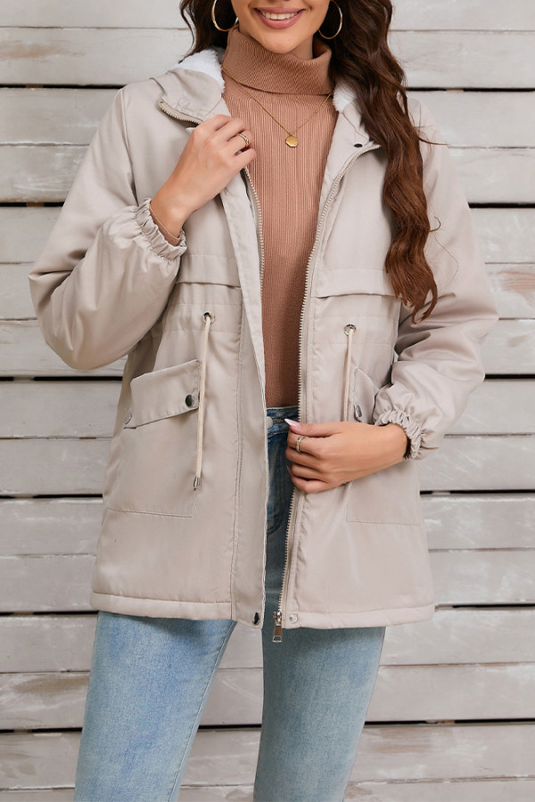 Hooded Fleece Inside Zipper Coat 
