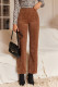 Chestnut Solid Color Double Breasted Straight Leg Pants