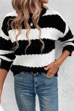 Black and White Colorblock Sweater 