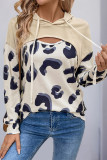 Hooded Leopard Drawstring Sweatshirt 