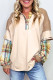 Parchment Plus Size Plaid Patchwork Layered Henley Top