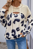 Hooded Leopard Drawstring Sweatshirt 