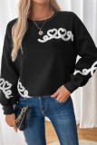 Heart Embroidery Black Sweater 
