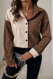 Colorblock Button Up Corduroy Shirt 