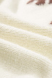 White Colorblock Floral Pattern Round Neck Sweater