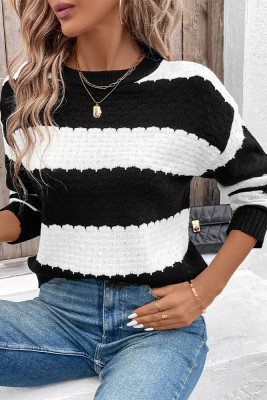Black and White Colorblock Sweater 