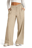 Solid Color High Waist Wide Let Pants 