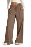 Solid Color High Waist Wide Let Pants 