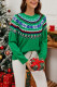 Green Christmas Jacquard Knitting Cardigan 