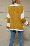 Colorblock V Neck Knitting Sweater 