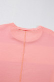 Light Blue Colorblock Striped Drop Shoulder Loose Top