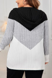 Plus Size Colorblock Zipper Hooded Cardigan 