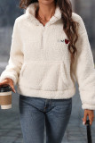 Fleece Half Zipper Kangaroo Pockets Sweatshirt 