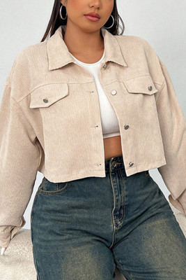 Plus Size Corduroy Short Jacket 