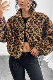 Leopard Fleece Zipper Coat 