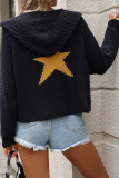 Pentagram Design Hooded Knitting Sweater 