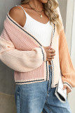 Colorblock Splicing Front Open Cardigan 