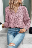 Leopard V Neck Long Sleeves Blouse