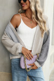 Colorblock Splicing Front Open Cardigan 
