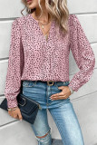 Leopard V Neck Long Sleeves Blouse