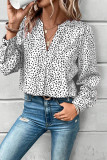 Leopard V Neck Long Sleeves Blouse