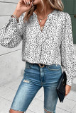 Leopard V Neck Long Sleeves Blouse