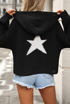 Pentagram Design Hooded Knitting Sweater 