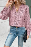 Leopard V Neck Long Sleeves Blouse