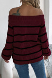 Off Shoulder Stripes Knitting Sweater 