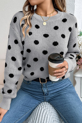 Polka Dot Design Knitting Sweater 