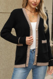 Front Open Colorblock Knitting Cardigan 
