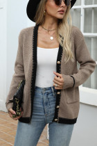 Front Open Colorblock Knitting Cardigan 
