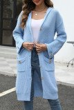 Solid Color Hooded Knitting Cardigan 
