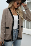 Front Open Colorblock Knitting Cardigan 