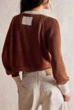 Colorblock Crew Neck Front Open Cardigan 
